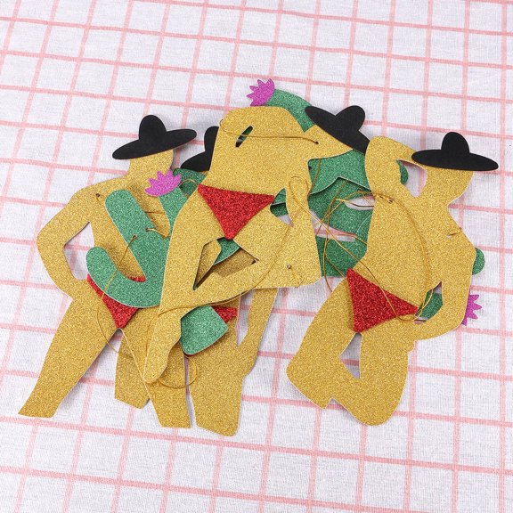 SASABAXI 1Set Cactus Banner Assorted Color 9.8x0.6x0.04in Paper Mexican Fiesta Hanging Decor Party Decoration