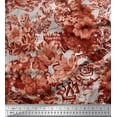 thumbnail image 1 of Soimoi Orange Moss Georgette Fabric Stripe & Floral Printed Craft Fabric by The Yard 42 Inch Wide, 1 of 1