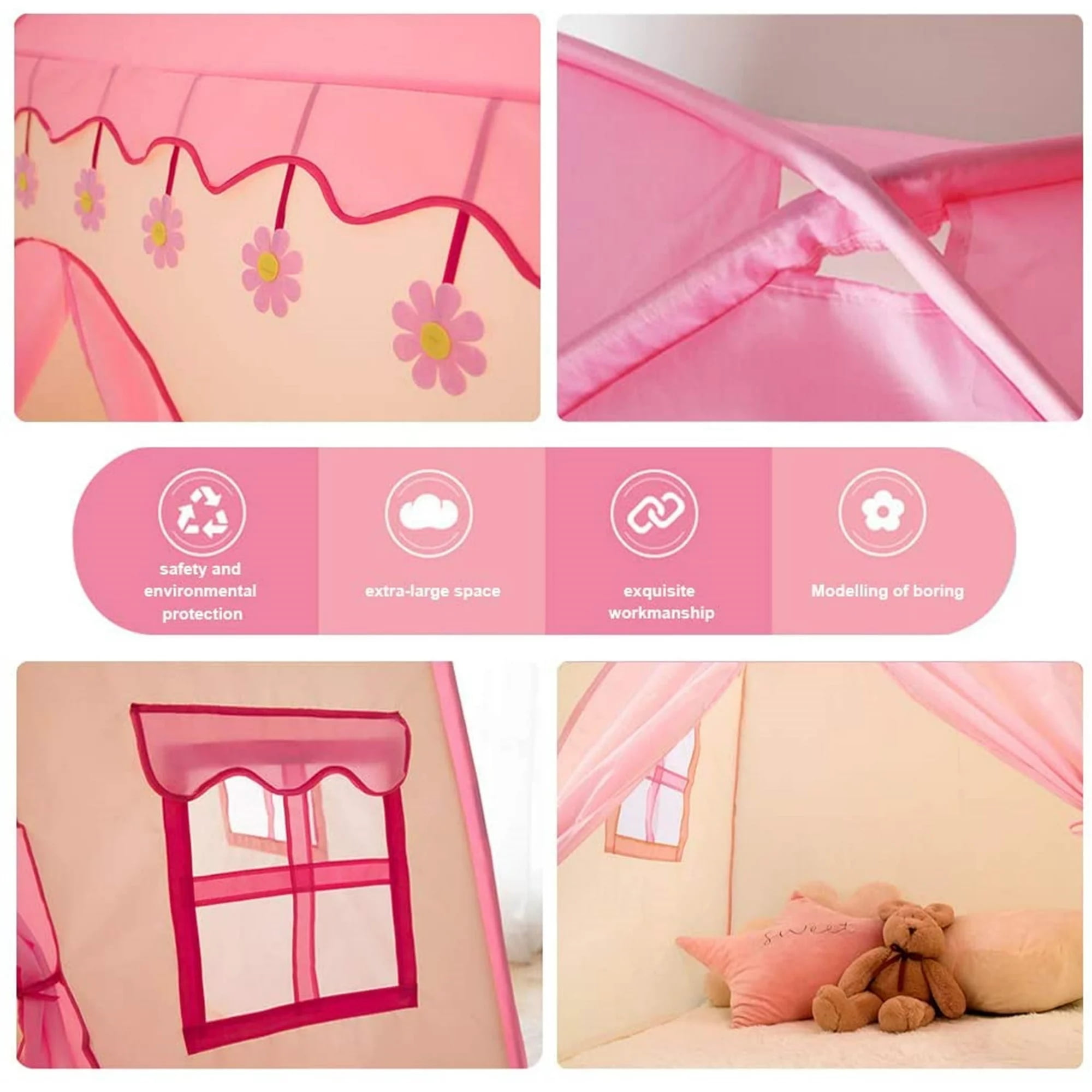 Kepooman Play Tent for Kids, Indoor Playhouse Tents with Carry Bag, Birthday and Christmas Toy Gift for Children Boys Girls, Pink Kepooman Play Tent for Kids, Indoor Playhouse Tents with Carry Bag, Birthday and Christmas Toy Gift for Children Boys Girls, Pink