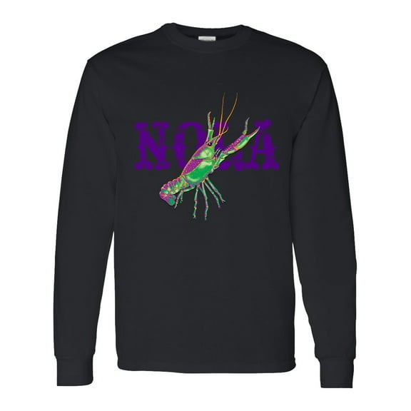Inktastic Nola Mardi Gras Crayfish in Purple Long Sleeve T-Shirt