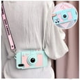 thumbnail image 2 of Wallet Case Compatible with iPhone 12 Pro, Cute Camera Design, Purse Flip Card Pouch Stand Holder Cover Case with Long Shoulder Strap (Blue, iPhone 12 Pro), 2 of 14