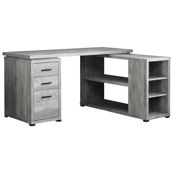 Pemberly Row Contemporary 60" L Shaped Computer Desk in Gray