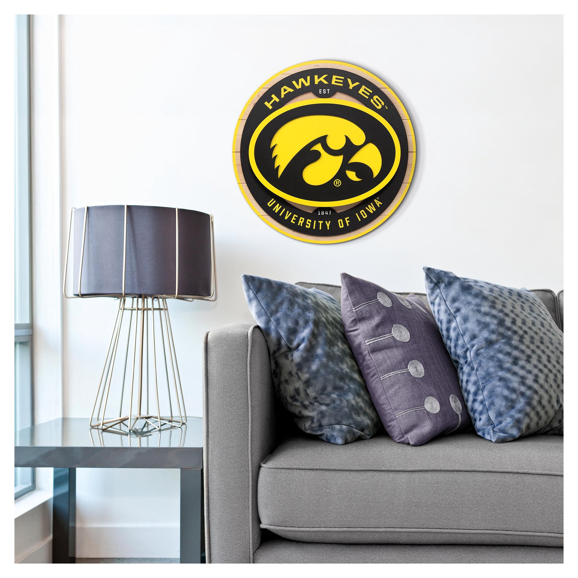 IDNA Iowa Hawkeyes 15" x 15" 3DX Logo Circle Backer Wall Art