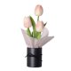thumbnail image 2 of Decoración de plantas en maceta con flores artificiales simuladas de tulipanes – Arreglo de tulipanes en PU Negro Rosa Blanco, 10,24 pulgadas, adorno de oficina en casa sin mantenimiento, 2 of 6