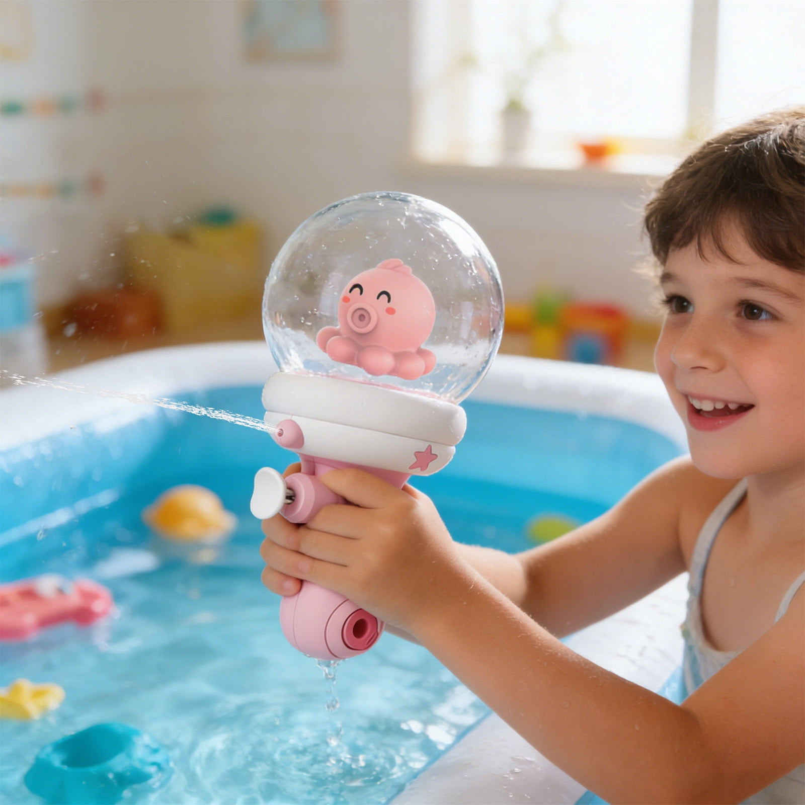 Yannianjz 4Pcs Cartoon Water Blaster forKids, Light Up Splash Toy for Outdoor Play, Water Blaster for Pool Beach Backyard Fun and Summer Water Battles