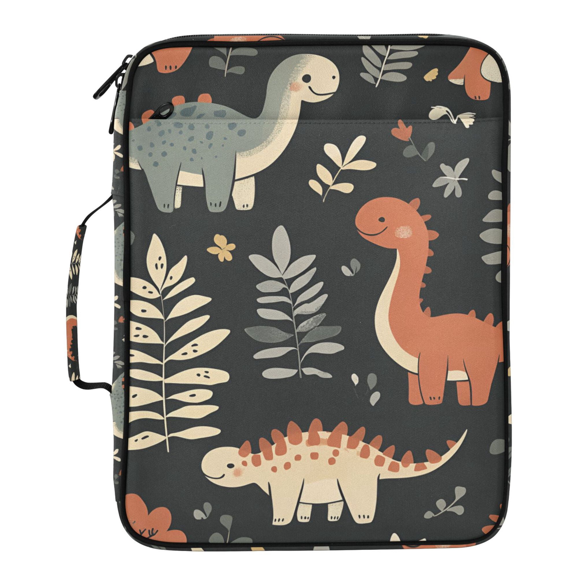 FORMRS Accordion File Folder A4 Size 7-Pocket Expanding Document Organizer Bag with 3 Ring Binder, Gray Dinosaur
