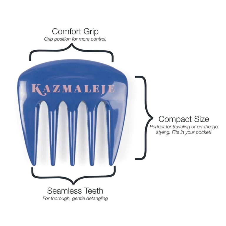 Kazmaleje Kurls Plus Wide Tooth Pick Hair Comb, Cobalt photo 3