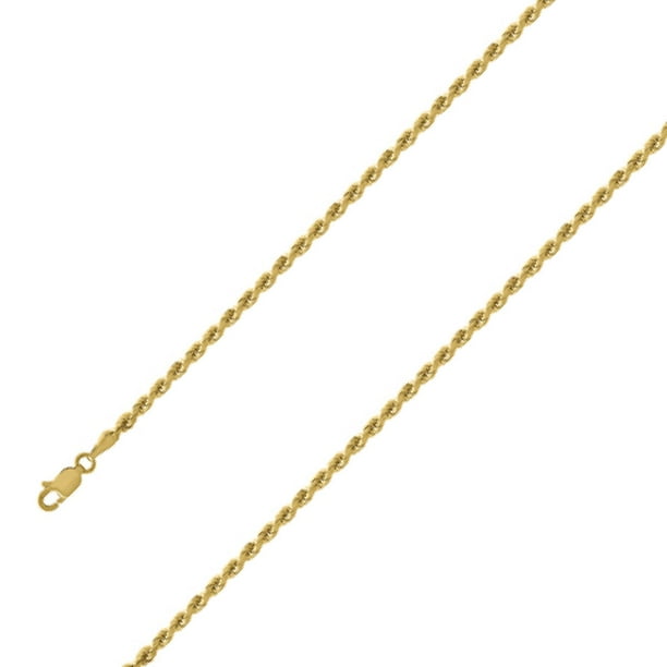 14K Yellow Gold Mens 3MM Solid Diamond Cut Ropes Chains Necklace 18 to
