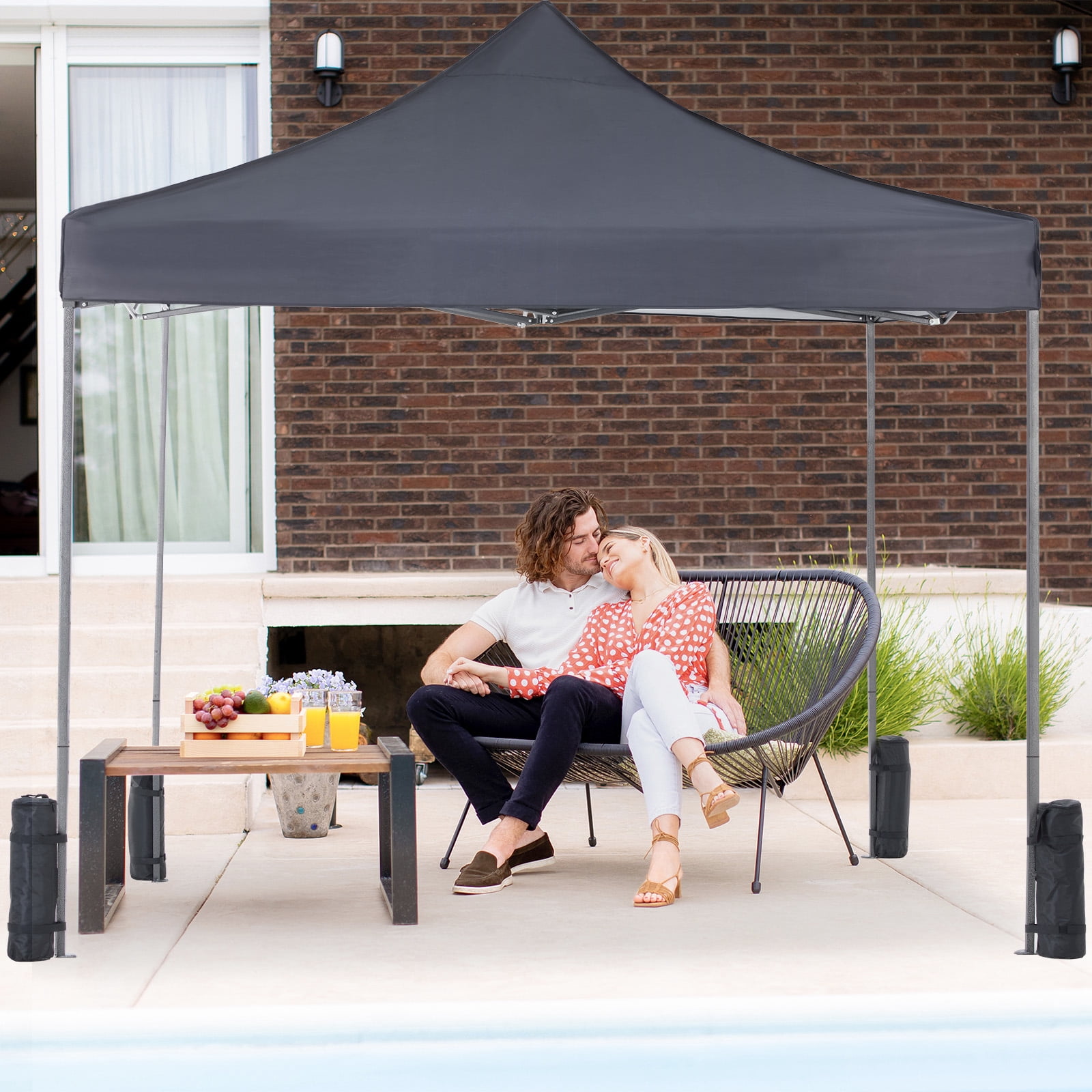 GIANNA 10x10 Pop Up Canopy, Easy Outdoor Sun Shade for Events, Parties, Camping, Portable Tent Pop Up Shade Canopy with Sand Bags,Grey