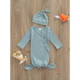thumbnail image 2 of Diconna 0-3 Months Newborn Baby Sleeping Bag Hat Set Ribbed Solid Color Long Sleeves Wearable Blankets Sleep Sack, 2 of 8