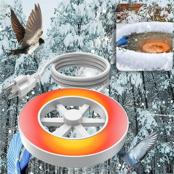 Bird Bath Heater For Outdoors in Winter, Heated Bird Bath 70W Pond De-Icer 1.0M3*18Awg Cord Length Bird Bath Deicer Thermostatcally Controlled Auto Off/On Water Trough Heater,Milky White