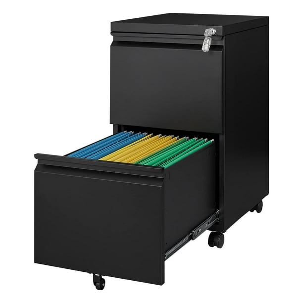 Fesbos Metal File with 2 Drawer,Under Desk Locking File for Legal Letter Files