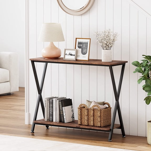 Narrow Sofa Table - 33.5" Sofa Tables Entryway Table Narrow Console Table Industrial Design Entryway Console Table for Hallway Living Room Bedroom