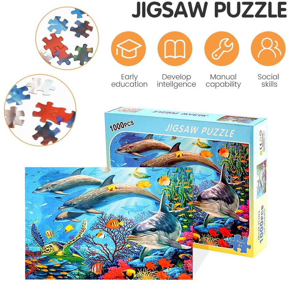 1000 Pieces Fish and Water Large Round Jigsaw Puzzle Game for Adults and Kids 