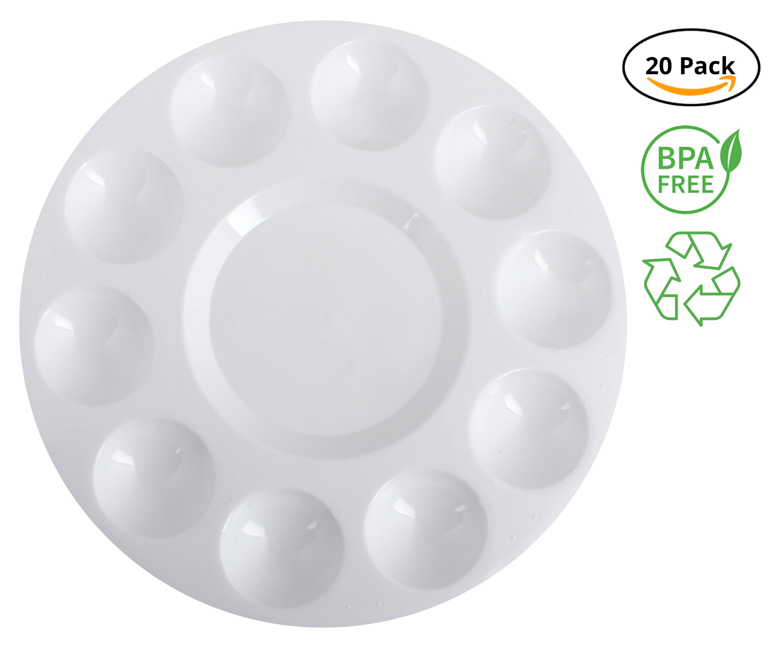 Painting Tray by Party Joy 20 Pieces White 10 Wells Plastic Paint