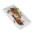 thumbnail image 3 of Yalin Rectangle Large Serving Platter, 17 Inch Melamine Serving Tray, Great for Restaurant, Steak, Salad and Everyday, Set of 2 White Dinner Plates, 3 of 6