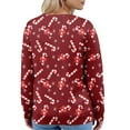 thumbnail image 4 of Women's Fashion Long Sleeve Christmas Snowman Snowflake Print Jacket Cardigan for Holiday Party and Casual Daily Wear,Wine,XL, 4 of 6