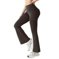 thumbnail image 2 of Domuza Women's Flare Yoga Pants with Pockets High Waist Flared Leggings Bootcut Gym Workout Pants Coffee L, 2 of 6