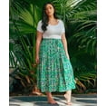thumbnail image 3 of CASSIE LIZ Skirt for Women 3X Maxi Long Plus Size Pleated Boho Summer Skirts Green Floral Flowy Tiered Elastic High Waist Drawstring Skirts with Pockets 3XL 22W 24W, 3 of 8