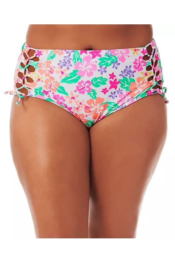 MULTI Hawaii Sunsets Lace-up Bikini Swim Bottom, US 2(20/22)
