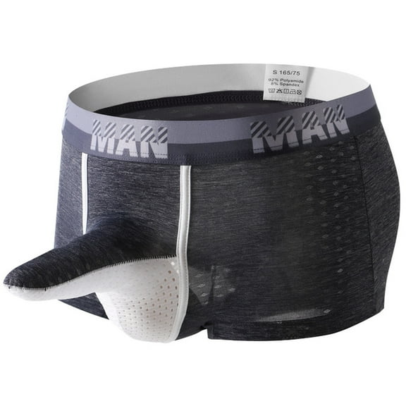 Sngxgn Men's Underwear Boxer Briefs, Cool Comfort Breathable Underwear(Black,L)