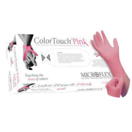 Microflex Large Pink 9.6'' ColorTouch 5.9 mil Latex-Free Latex Ambidextrous Non-Sterile Medical Grade Powder-Free Disposable With Textured Finish, Standard Examination Beaded Cuff And Polymer Coating