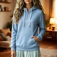 thumbnail image 2 of Tqcoqu Women's Quarter Zip Hoodie,Drawstring Hood Long Sleeve Pullover Sweatshirt with Kangaroo Pocket,Casual Fall Winter Solid Top, 2 of 6