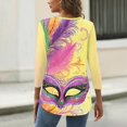 thumbnail image 5 of Womens Mardi Gras Top 3/4 Sleeve Carnival Shirt, Casual Crewneck Blouse for 2026 Carnival Party Outfit, 5 of 5
