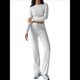 thumbnail image 1 of Conjunto de Chándal de Larga con Cuello Redondo y Pantalones Acampanados de Cintura Alta para Mujer. Flores Blancas y Grises L, 1 of 10