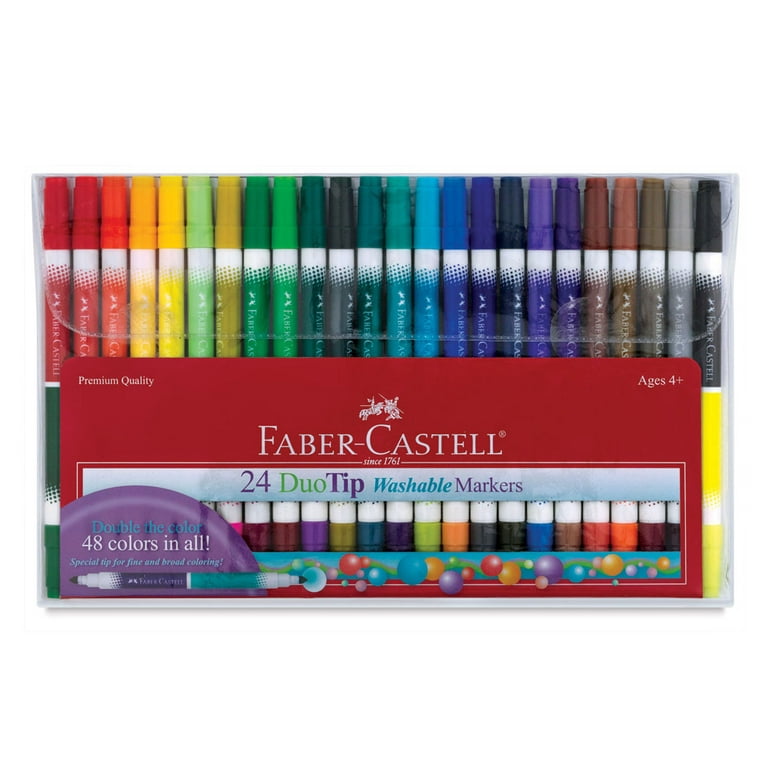 Faber-Castell Duo-Tip Washable Marker Set, Assorted Colors, Set of 24