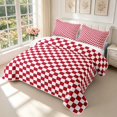 thumbnail image 3 of Manfei Modern Checkered Quilt King,Geometric Plaid King Coverlet Set,Dark Red White,3 Pieces,1 Bedspread and 2 Pillowcases, 3 of 7