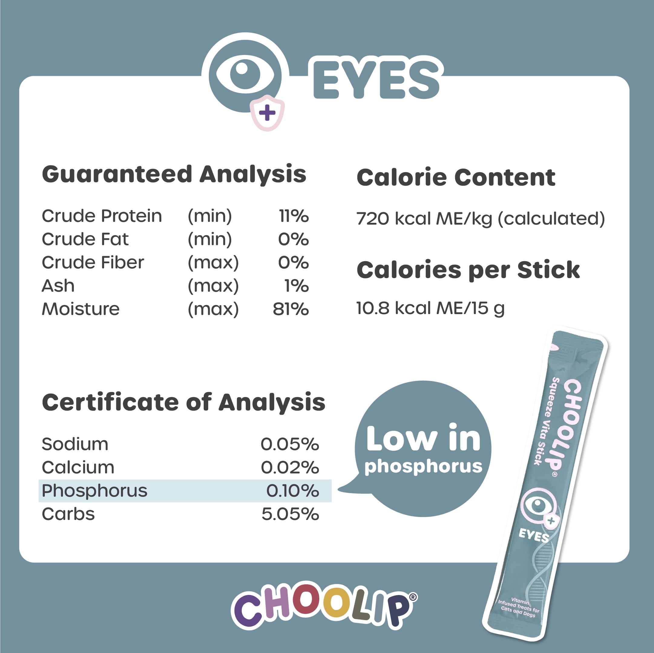 Choolip Vita Stick Eye Support Lickable Treats for Cats & Dogs, 25.9 oz (49ct)