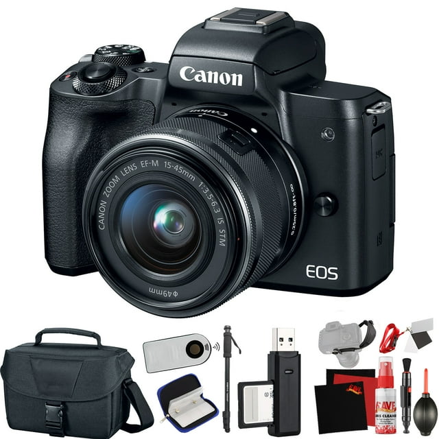 Canon EOS M50 Appareil Photo Numérique Sans Miroir + Objectif 15-45mm (Noir) (Modèle Intl) + Extr