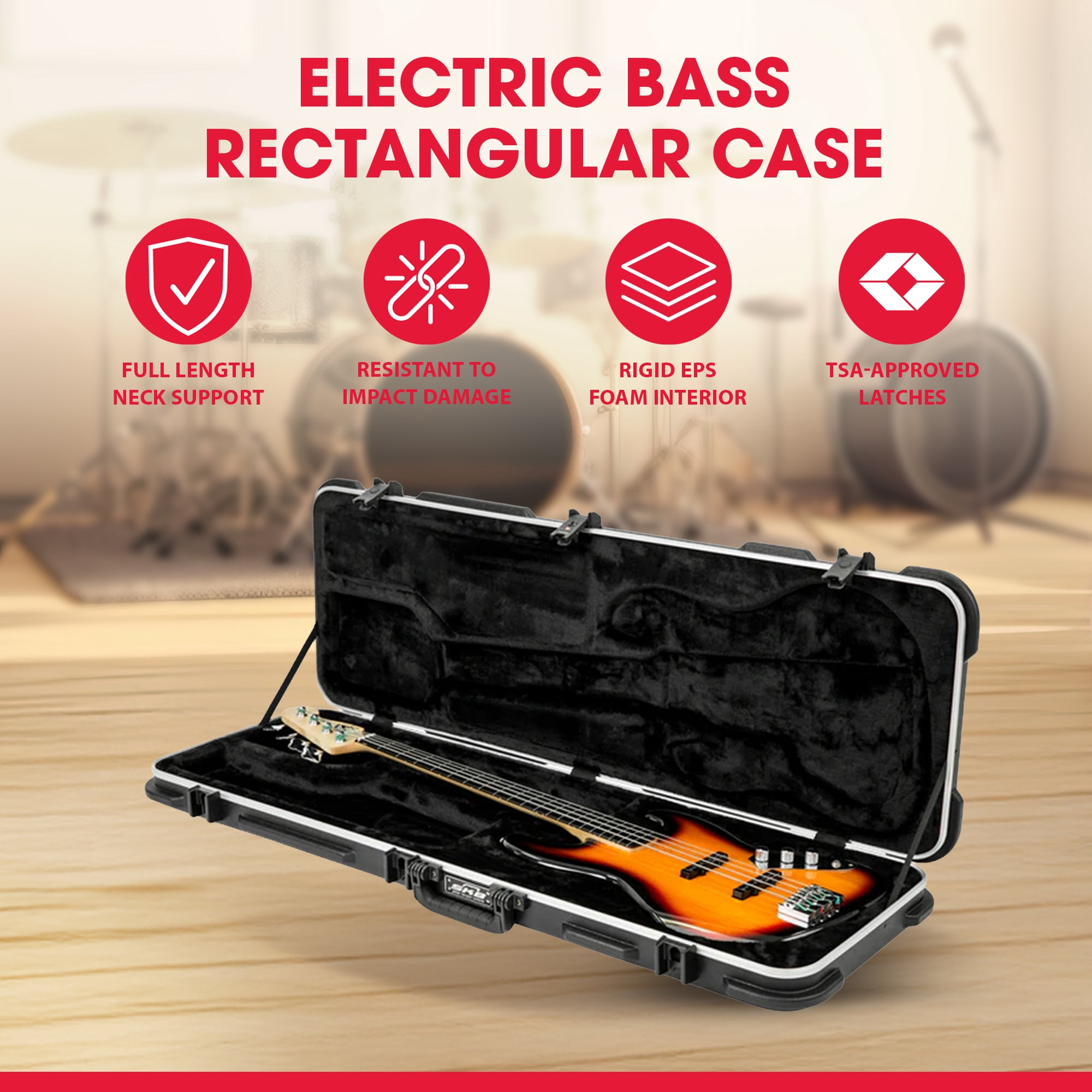 SKB Cases 1SKB-44 Electric Bass Guitar Hard Case for P and Jazz Style Bass