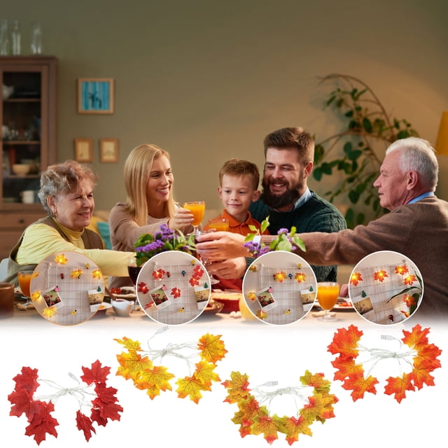 Xihbxyly Luces de Hoja de Arce para Acción de Gracias, a Batería, 20 Led de Brillo Cálido, Diseño de Cable Flexible, Decoración para Interiores y Exteriores, Fiestas Navideñas, Bodas, 3 M de Longitud