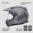 thumbnail image 5 of Westt L Grey ABS Full Face Helmets, DOT Approved Helmet, 5 of 8