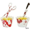 thumbnail image 6 of HomeKingdee Halloween Cupcake Toppers Wrappers, Horror Cake Halloween Decoration Bloodstain Cake Knife Scissors Food Decor Party Supplies, 6 of 6