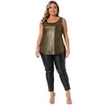 thumbnail image 3 of DARING DIVA Women's Plus Metallic Tank Top Sleeveless Shiny Party Tops 1X Gold, 3 of 5