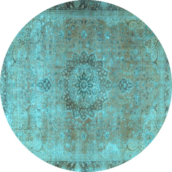 Ahgly Company Indoor Round Persian Light Blue Traditional Area Rugs, 6' Round