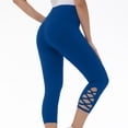 thumbnail image 7 of Stamzod Women's Leggings Summer Solid Color High Waisted Capri Leggings Casual Slim Fitting Plus Size Yoga Capri Pants for Women Blue C M, 7 of 7