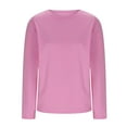 thumbnail image 5 of SnZhen Long Sleeve Tops for Women Fall/Winter Women's Casual Solid Color Round Neck Loose Lightweight T-shirts Pink M, 5 of 5