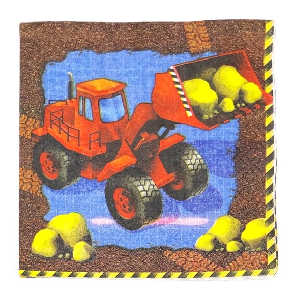 Construction Bulldozer 3-Ply Dessert Party Napkins - Pack of 16