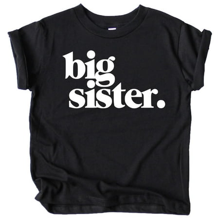 

Bold Big Sister Colorful Sibling Reveal Announcement T-Shirt for Baby and Toddler Girls Sibling Outfits Black Shirt 18 Months