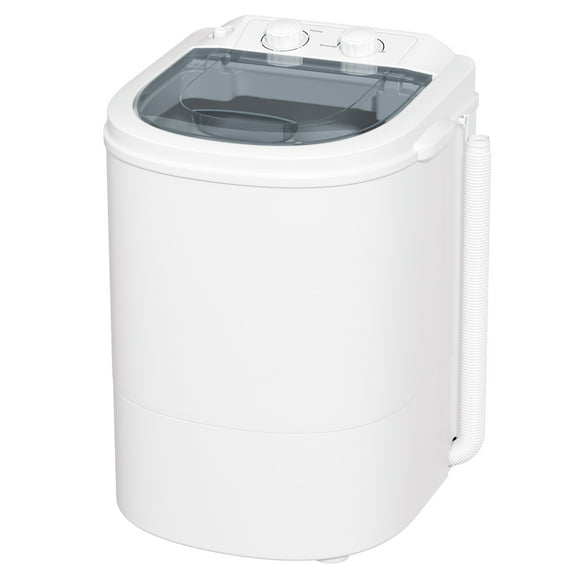 SUNCROWN Portable Washing Machine, 6.6lbs Single Tub Small Laundry Washer with Spin Basket, Compact Mini Washer Machine, 110V Single Tub Laundry Washer for Apartments, Dorms,Traveling, RV, Grey