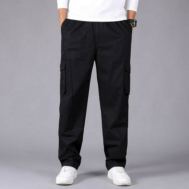 Mens Lightweight Sweatpants Big and Tall Solid Black Pants Size 6XL
