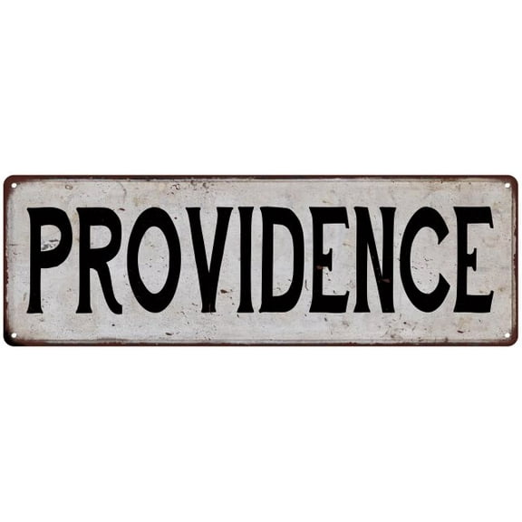 PROVIDENCE Vintage Look Rustic Metal 6x18 Sign City State 106180041296