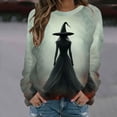 thumbnail image 2 of Tnhcen Chandail en Molleton Oversize à Col Rond pour Femmes Automne Halloween - Chandail Imprimé Effrayant à Manches Longues Décontracté Quotidien & Coupe Ample pour P-3TG, 2 of 5