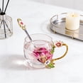 thumbnail image 6 of 4.7x3.5 Inch Rose Enamel Glass Mug, Lead Free Tea Cup With Matching Spoon, Premier Gift for Mom's Day Birthday, Multicolor, 6 of 7