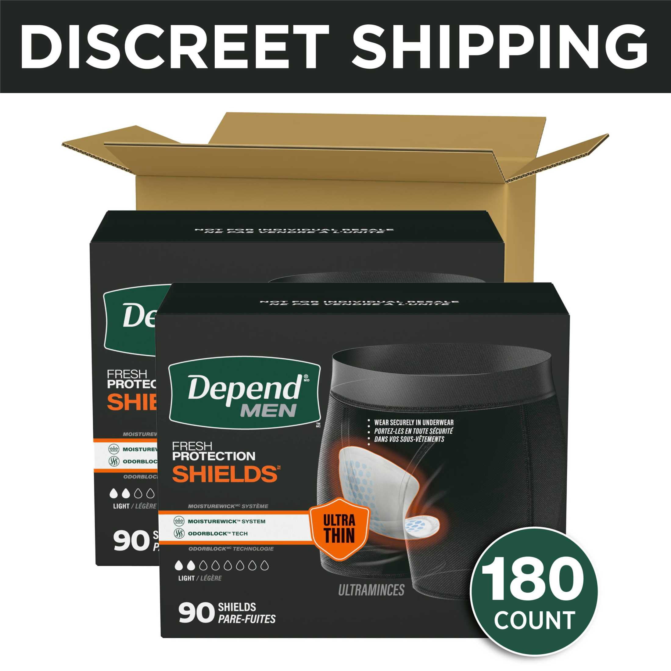 Depend Shields Incontinence Pads for Men, Light Absorbency, 180 Count