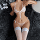 thumbnail image 4 of Ropa interior ultrafina sin forro para mujer, sujetador de reunión con cordones, lencería Sexy, conjuntos de calzoncillos, ropa erótica, 2 piezas, 4 of 5